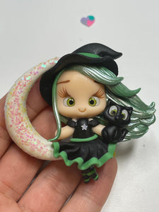 Luna The Witch - Halloween Clay Figurine - Handmade