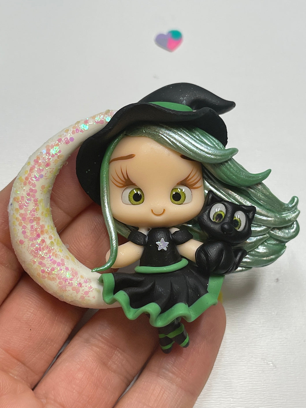 Luna The Witch - Halloween Clay Figurine - Handmade