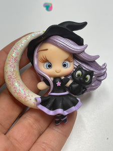 Luna The Witch - Halloween Clay Figurine - Handmade