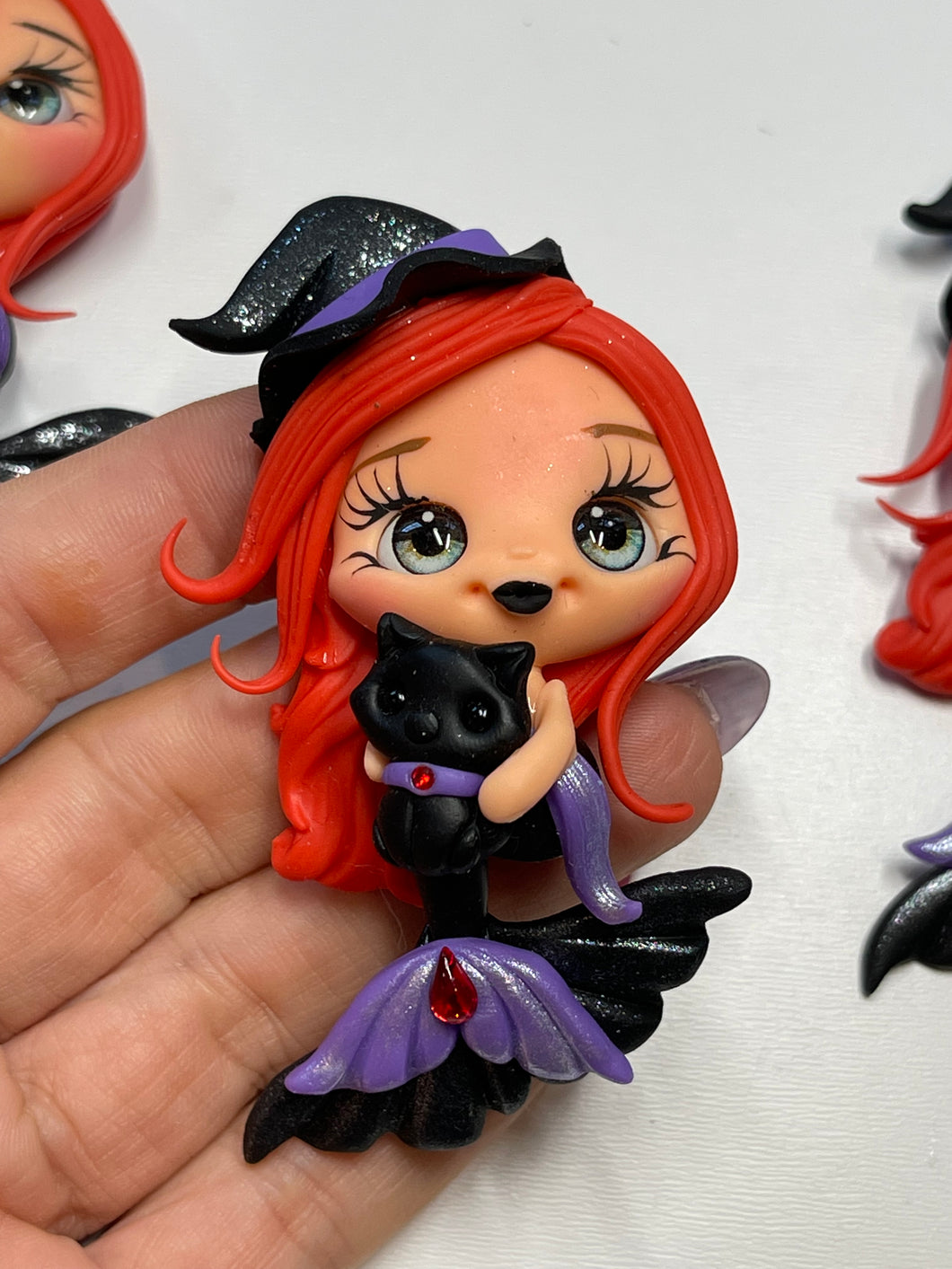 Jezebel Mermaid Witch Halloween Clay Figurine- Handmade