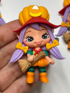 Sara The Candy Corn Witch -Halloween Clay Figurine