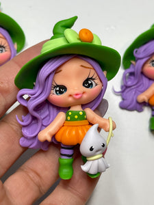 Martha The Little Witch Girl Halloween Clay- Handmade