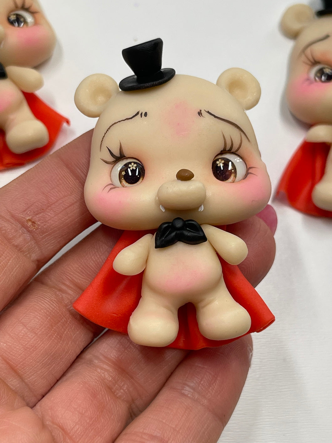 Vampire Bear Halloween Clay Figurine - Handmade