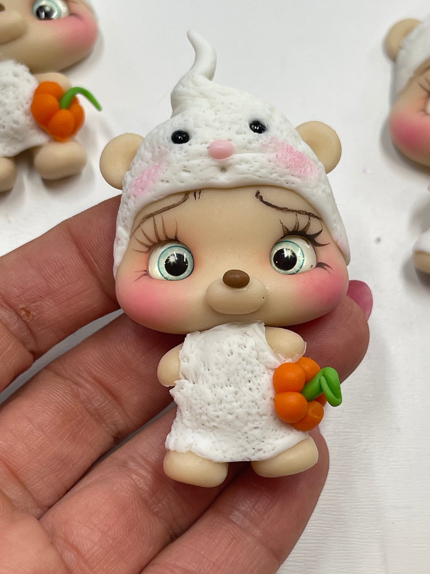 Boo Ghost Teddy Halloween Clay Figurine- Handmade