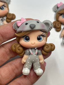 Animal Friends Costume Girl Clay Figurine- Handmade