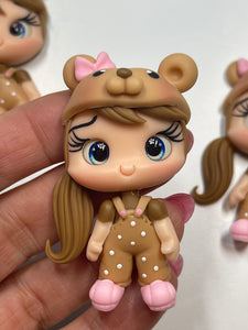 Animal Friends Costume Girl Clay Figurine- Handmade