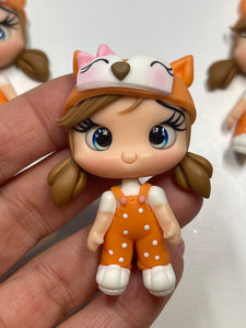 Animal Friends Costume Girl Clay Figurine- Handmade