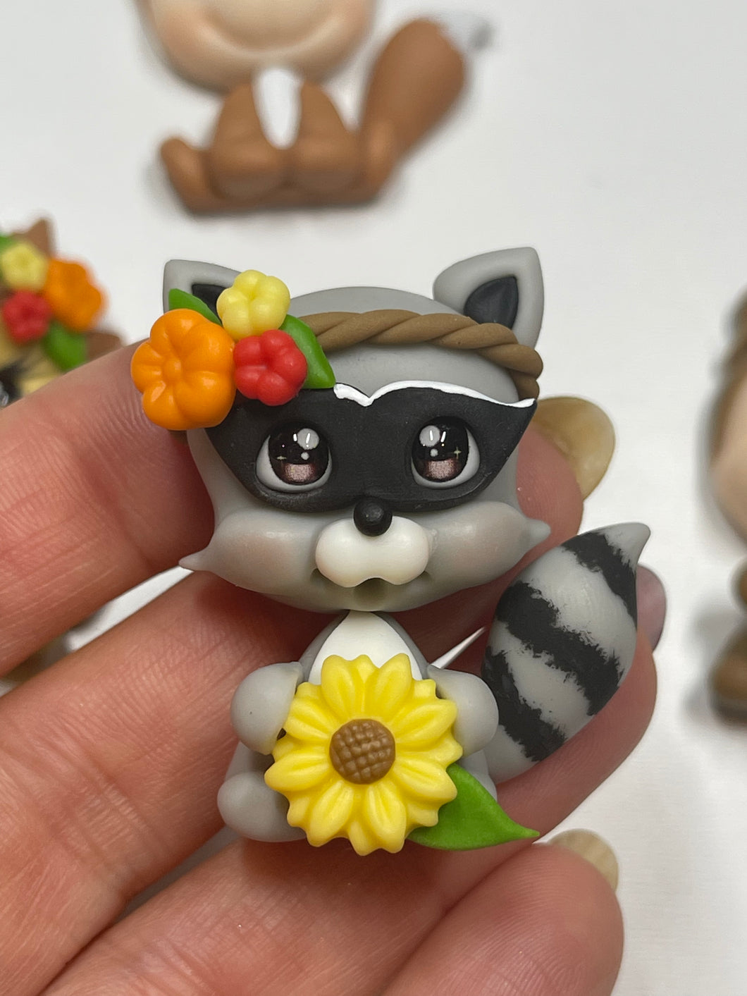 Fall Animal Friends Clay Figurine -Handmade