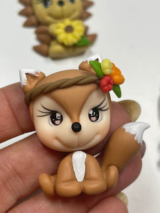 Fall Animal Friends Clay Figurine -Handmade