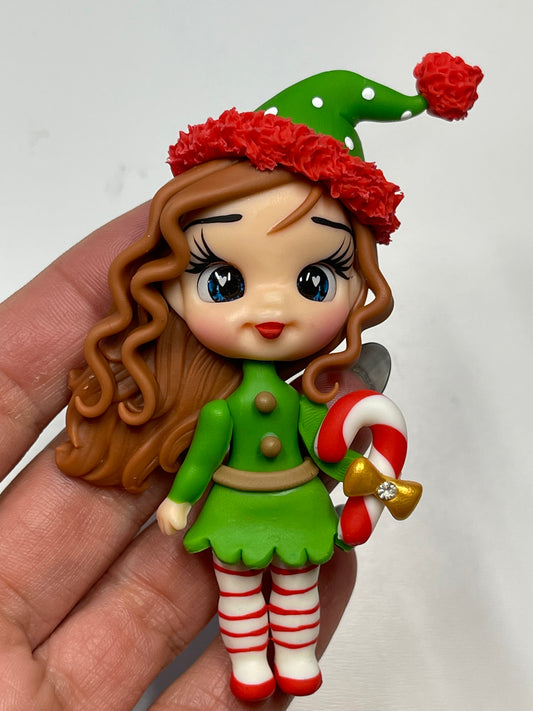 Linda Christmas Clay Figurine - Handmade - Christmas Holiday
