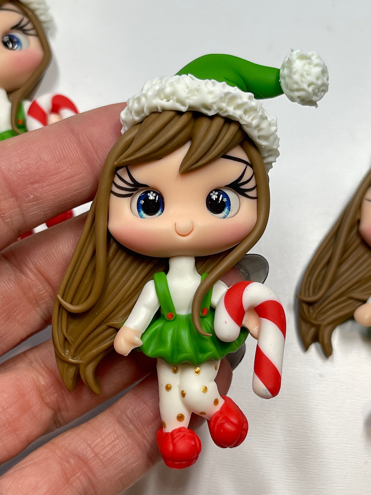 Christmas Girl Clay Figurine -Handmade - Christmas Clay