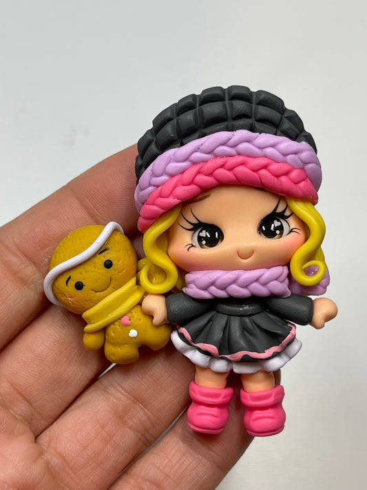 Ginger Christmas Girl Clay - Handmade- Christmas Holiday