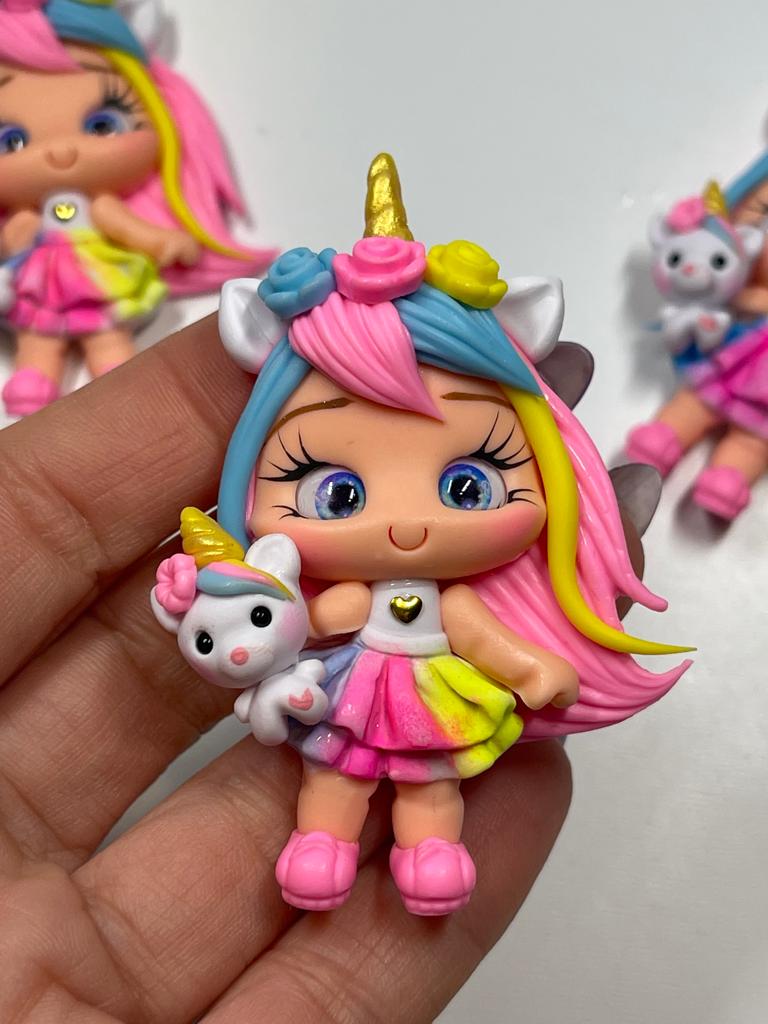 Sparkles The Unicorn Girl Clay Figurine - Handmade