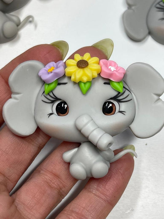 Layla The Spring Elephant Clay Figurine - Handmade
