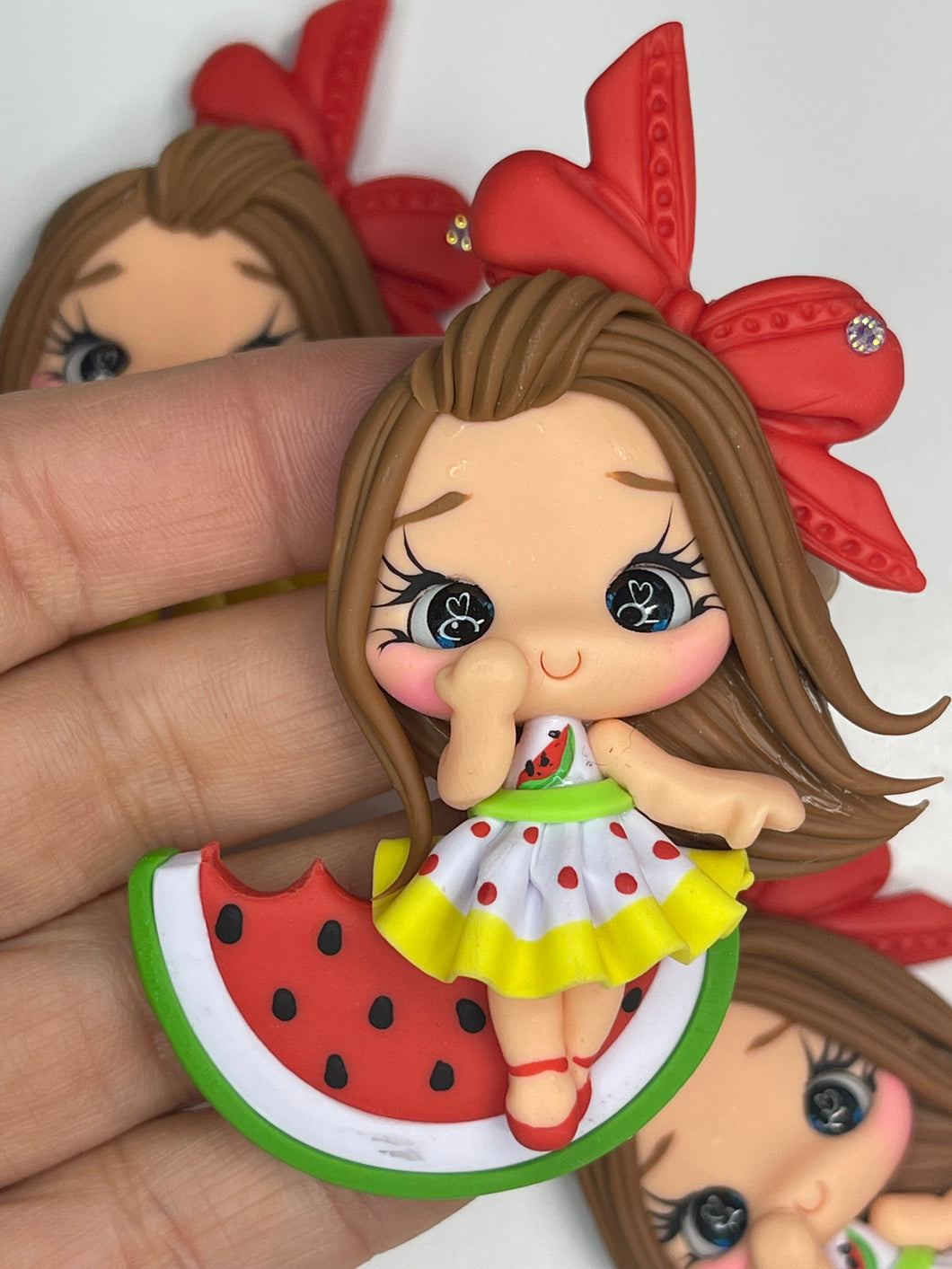 Watermelon Girl Clay Figurine- Handmade