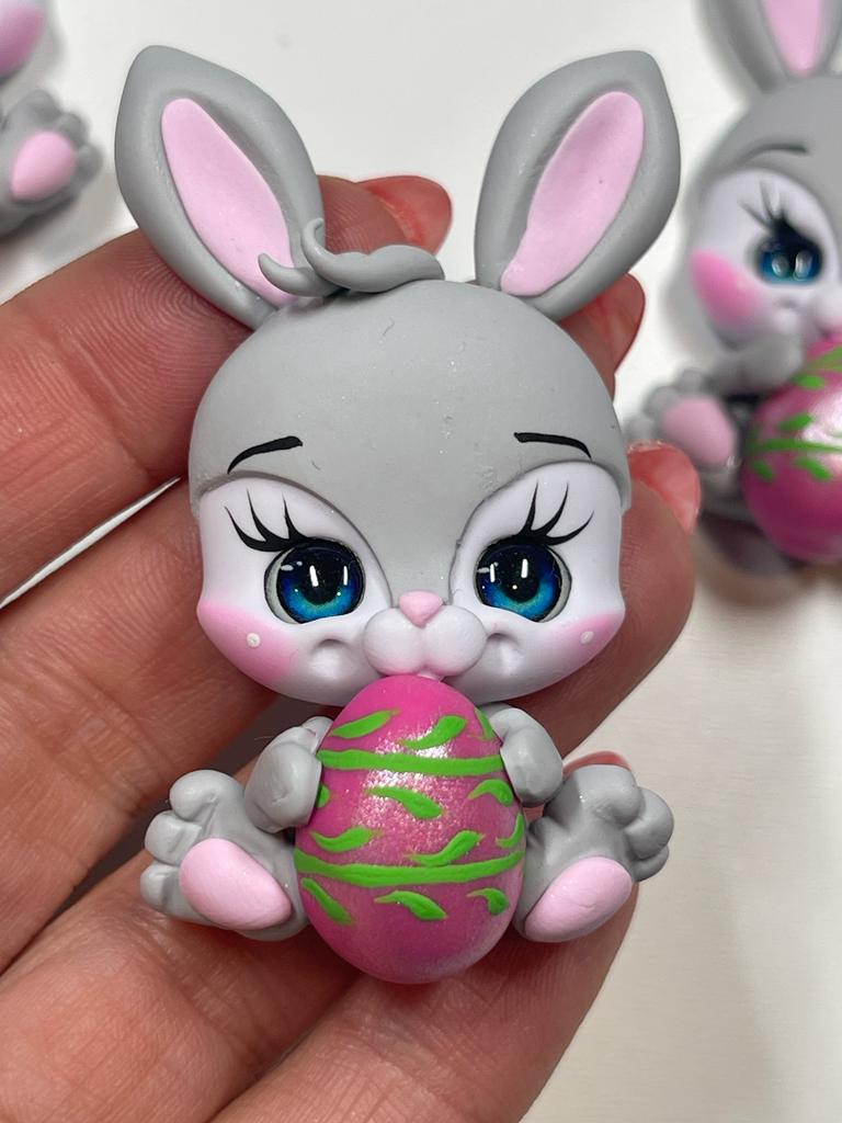 Bella The Easter Bunny Clay Figurine - Handmade