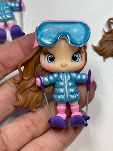 Maddie The Skier Girl Clay Figurine - Handmade