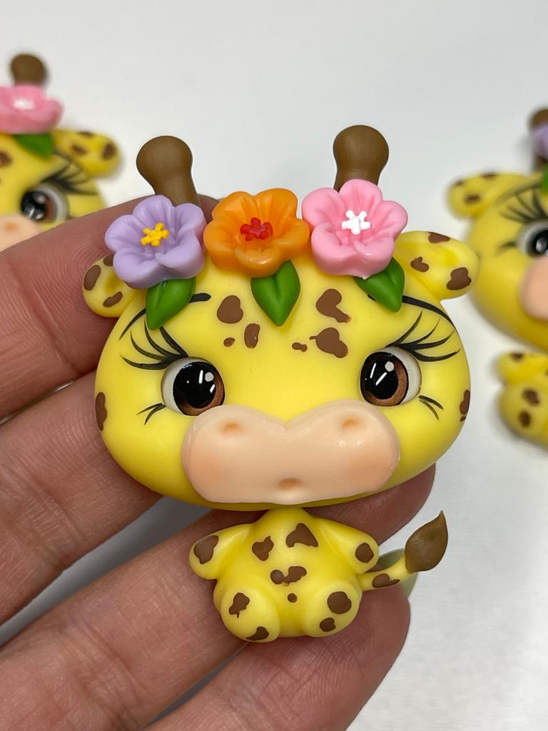 Cleo The Spring Giraffe Clay Figurine- Handmade