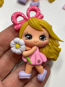 Kasey Daisy Flower Girl Clay figurine, Handmade