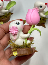 Load image into Gallery viewer, Blossom The Easter Bunny 3-D Clay Figurine- Handmade
