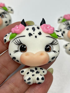 Daisy The Spring Cow Clay Figurine- Handmade