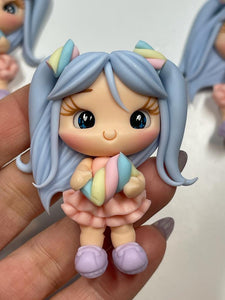 Marshmallow Girl Clay Figurine - Handmade