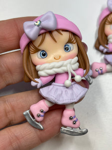 The Ice skater Girl Clay Figurine - Handmade