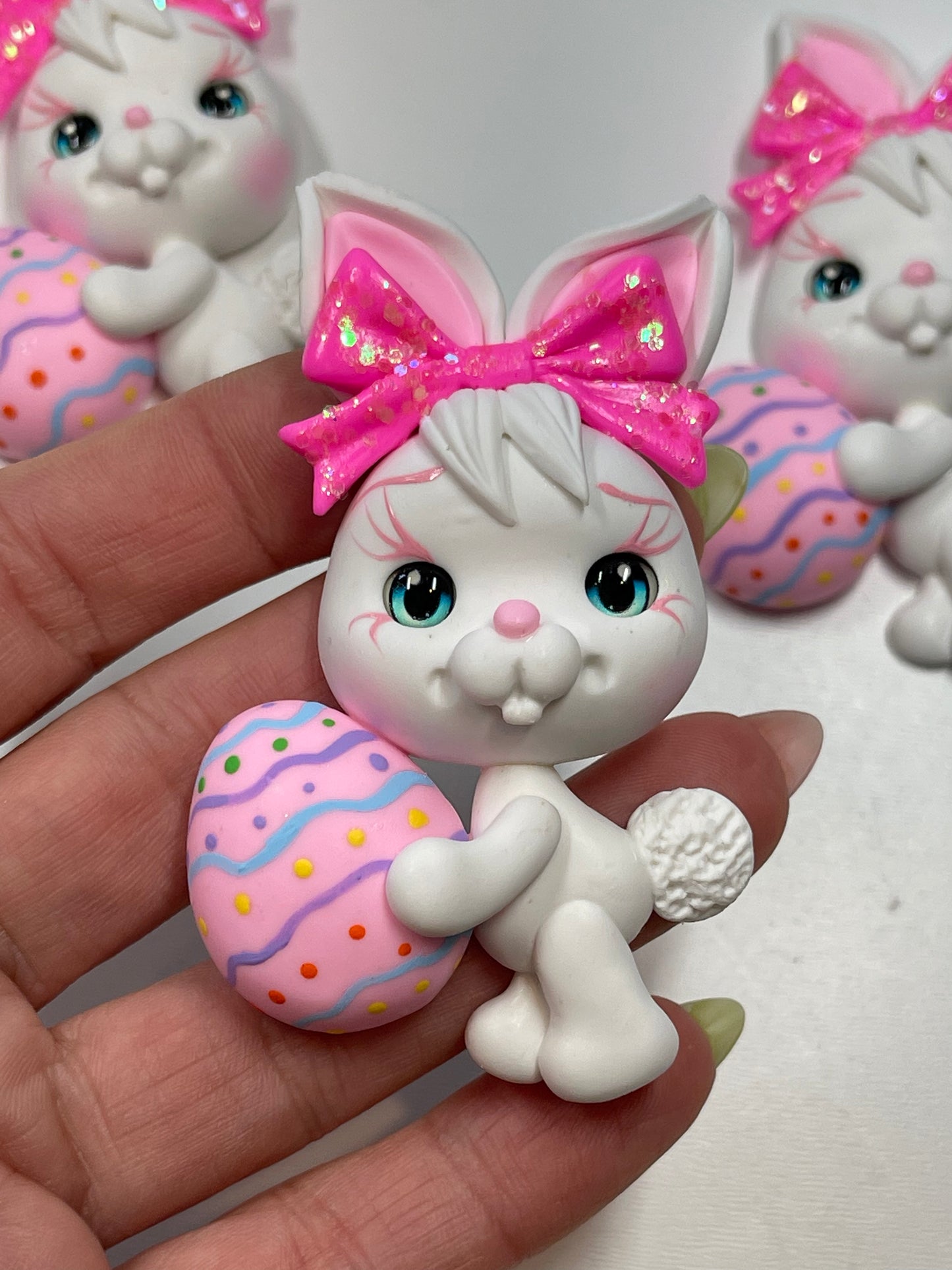 Poppy The Easter Bunny Clay Figurine - Handmade