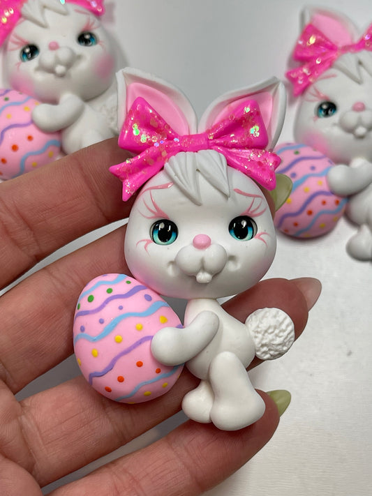 Poppy The Easter Bunny Clay Figurine - Handmade