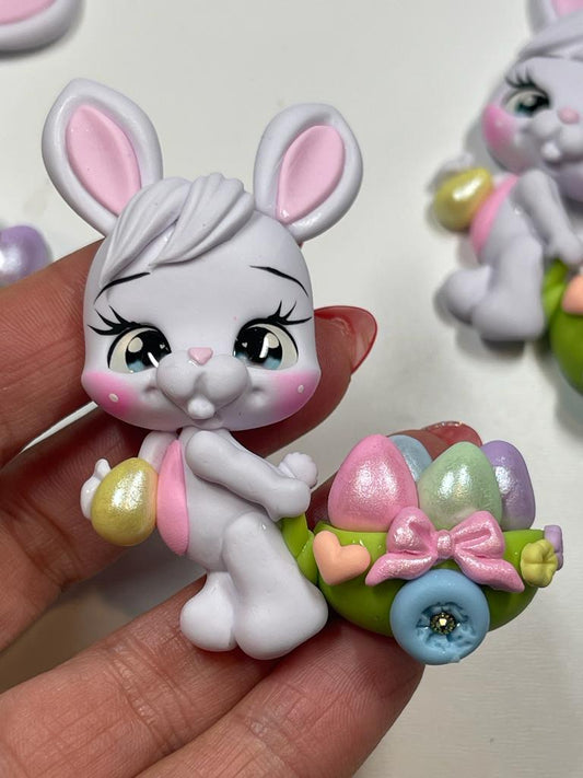 Bunny Egg-cited Handmade Clay Figurine