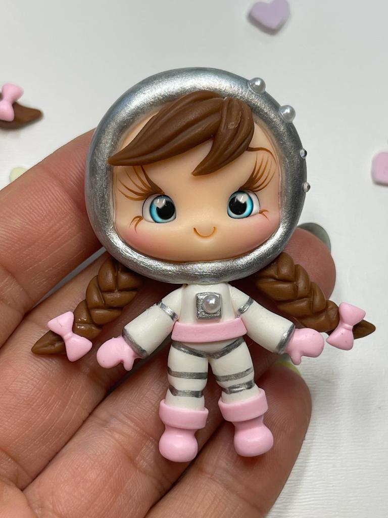 Astronaut Girl Clay Figurine, Flat Clay