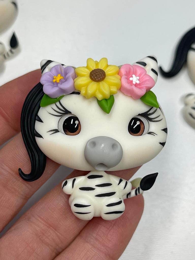 Willow The Spring Zebra Clay Figurine- Handmade