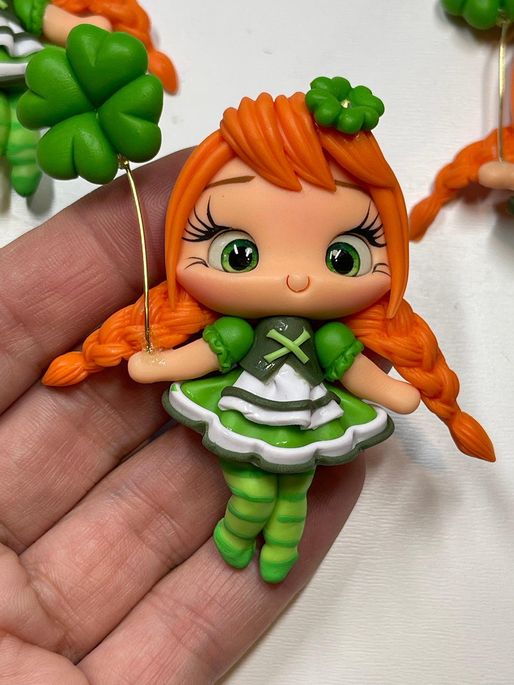 Lucky The St. Patrick's Girl Clay Figurine - Handmade