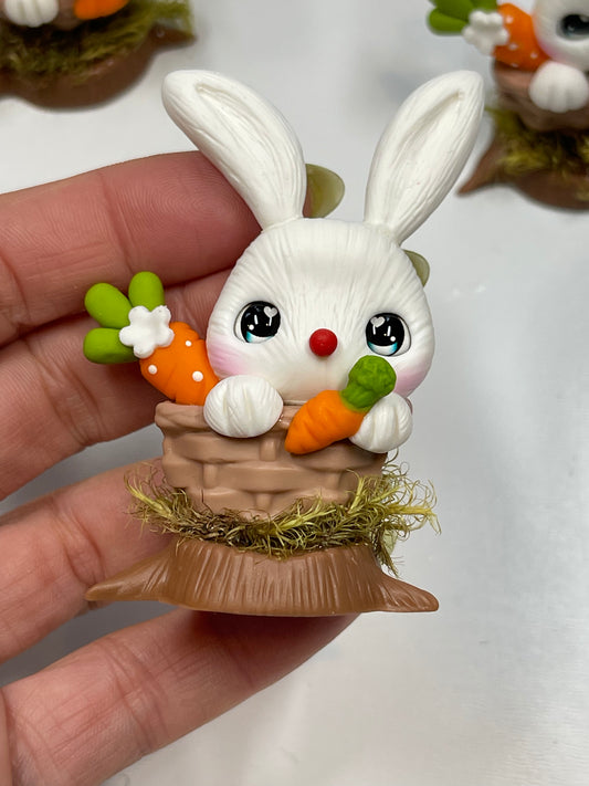 Buttons The Easter Bunny - Desk Buddy Clay Figurine - Handmade